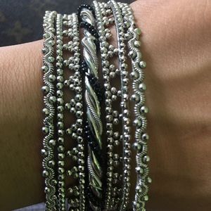 Silver and Black Bracelets